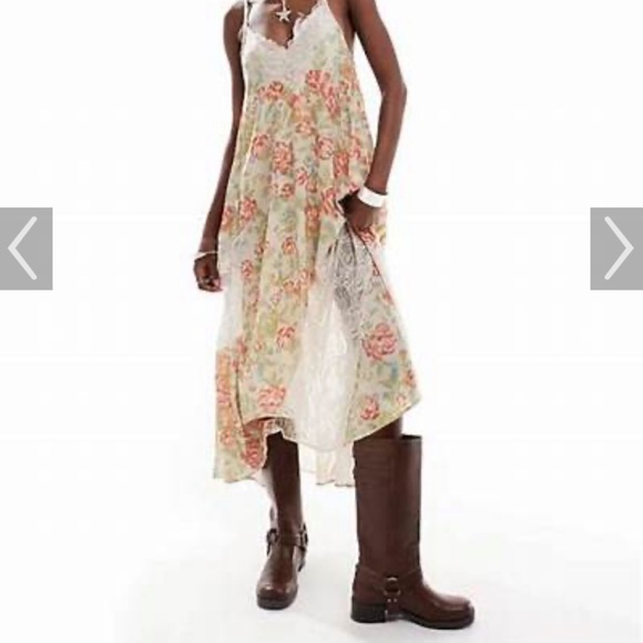 Free People Dresses & Skirts - Free people Floral Lace-Trimmed Maxi Dress